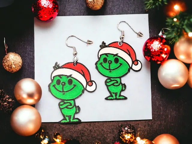 Grinch Christmas earrings