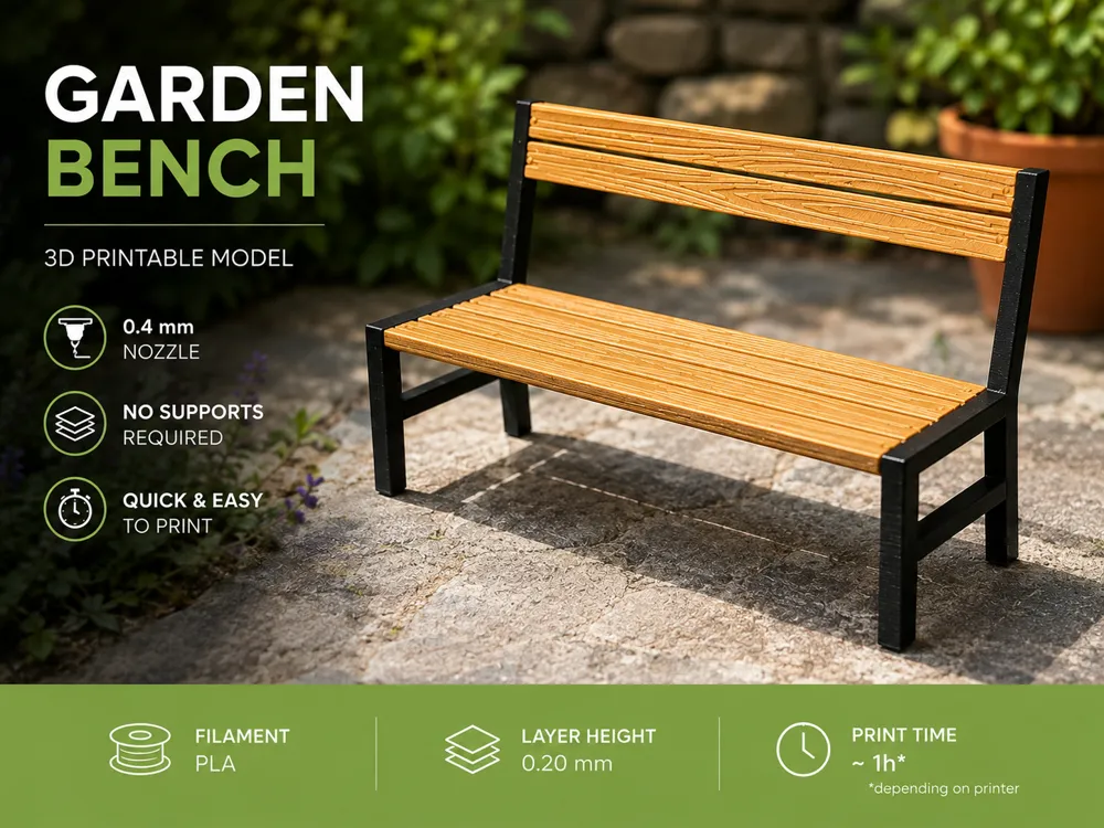 Marco decorativo: 1:12 Garden bench. Referencia del modelo original.