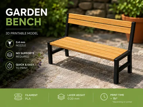Marco decorativo: 1:12 Garden bench — referencia de MakerWorld