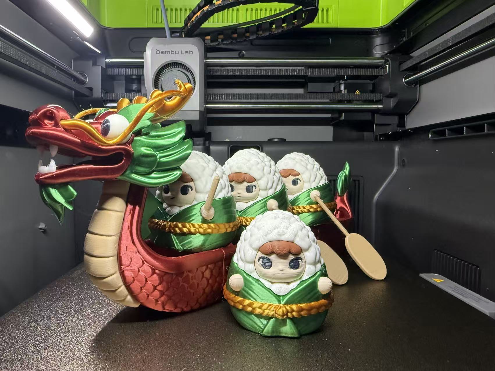 Miniatura 6 do modelo 3D 「磁吸生长，无限连接」——粽子精灵的分件龙舟，敢赛多长就打多长