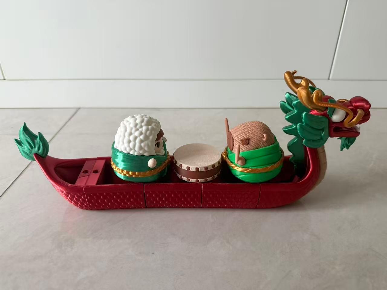 Miniatura 8 do modelo 3D 「磁吸生长，无限连接」——粽子精灵的分件龙舟，敢赛多长就打多长