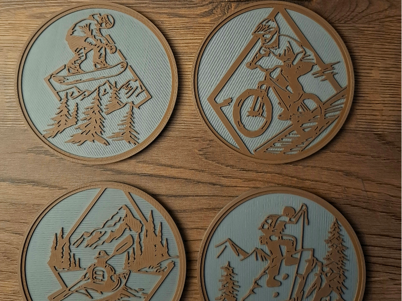 Outdoor Adventure Coaster Set with Holder