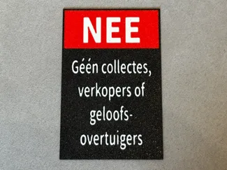 Colportage Plaatje tegen ongewenste  aanbellers