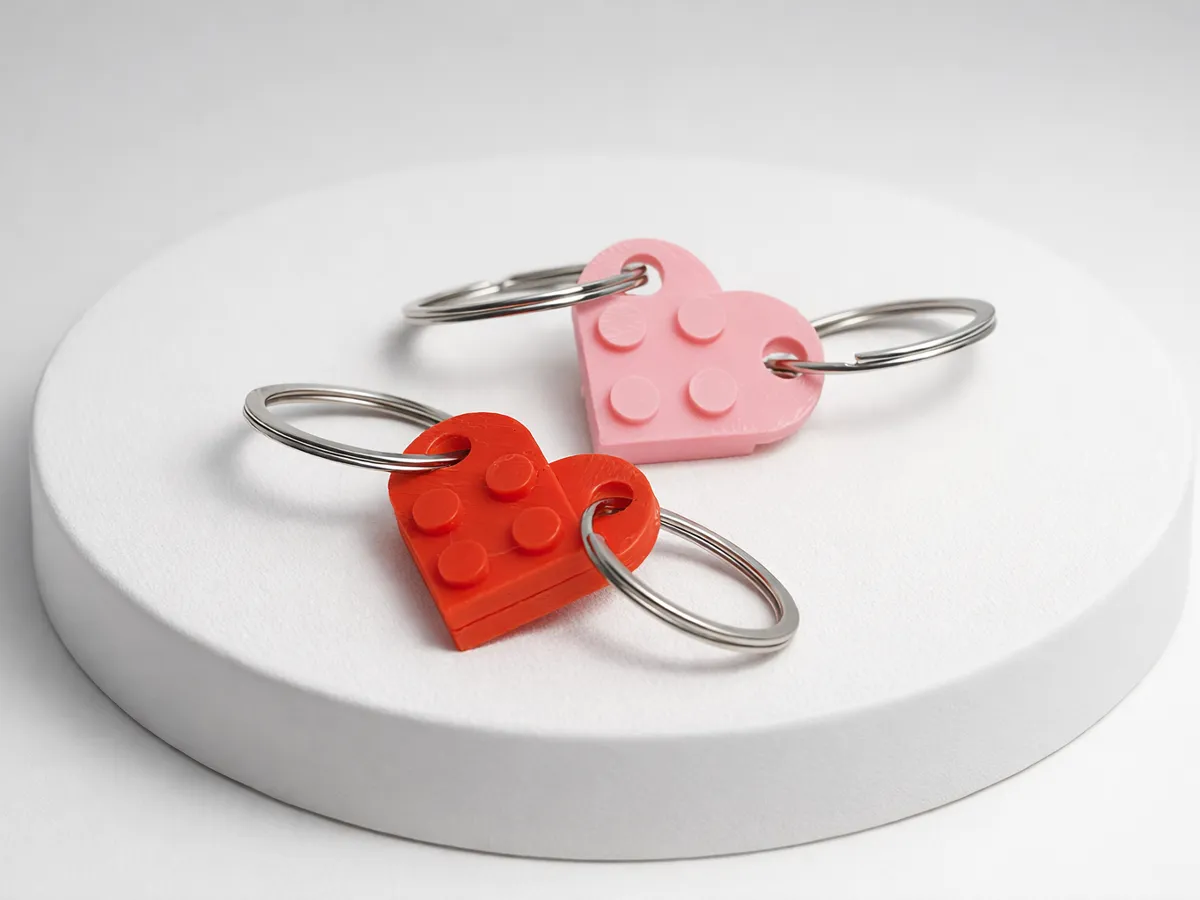 Brick -Style Heart Keychain (Connectable Pair) - Free 3D Print Model ...