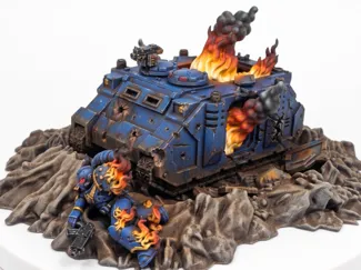 Burning Wreckage | 32mm Scale Wargame Terrain