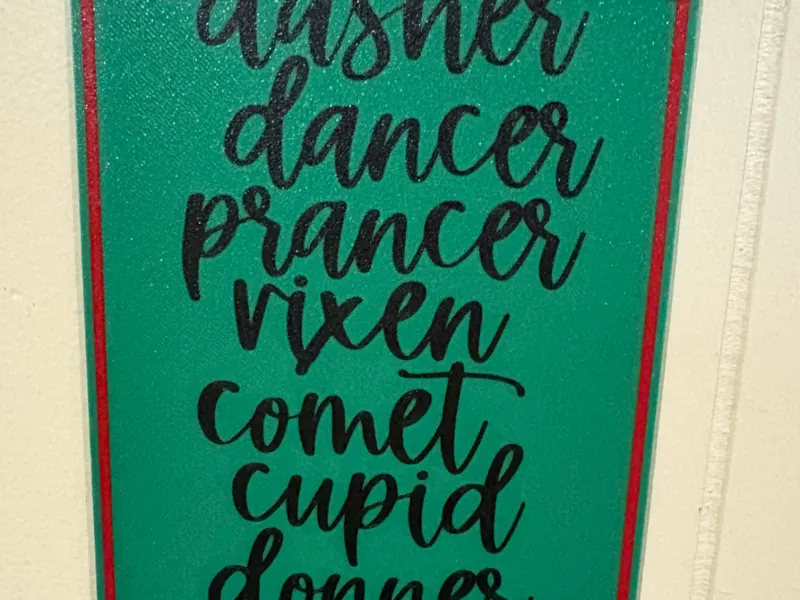 Reindeer Names Christmas sign