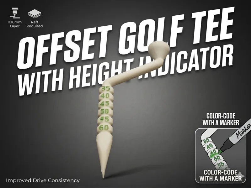 Offset Golf Tee with Height Indicator