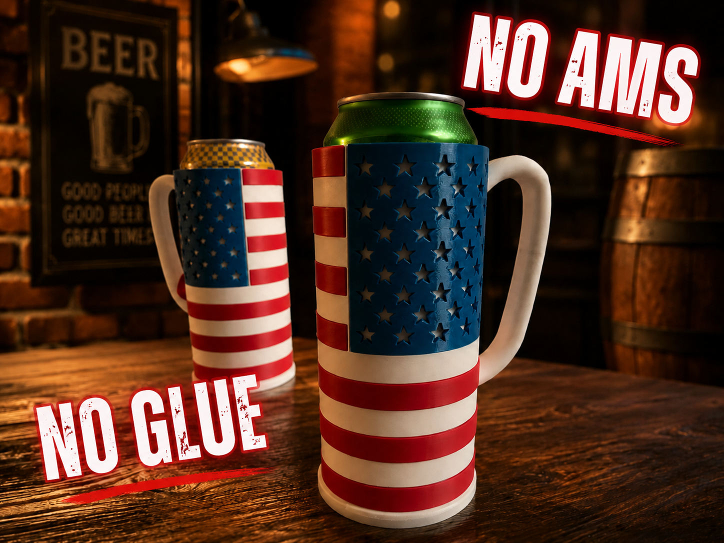 American Flag Beer Can Holder - NO AMS, NO GLUE