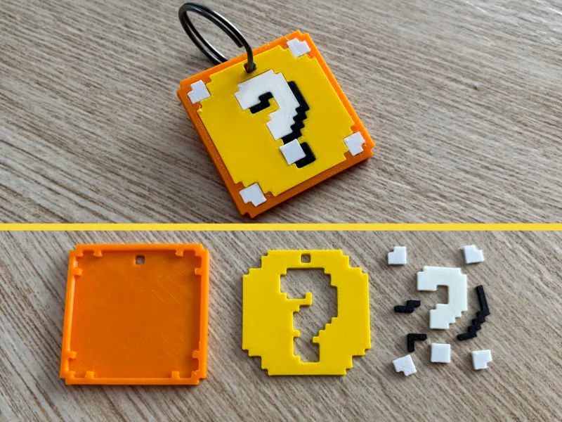 8-bit Mario Lucky Block Multipart Keychain