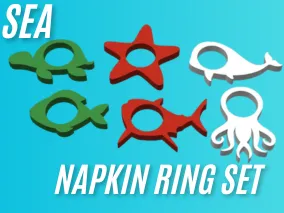 Ocean Friends Napkin Rings--Set of 6 Sea Creatures