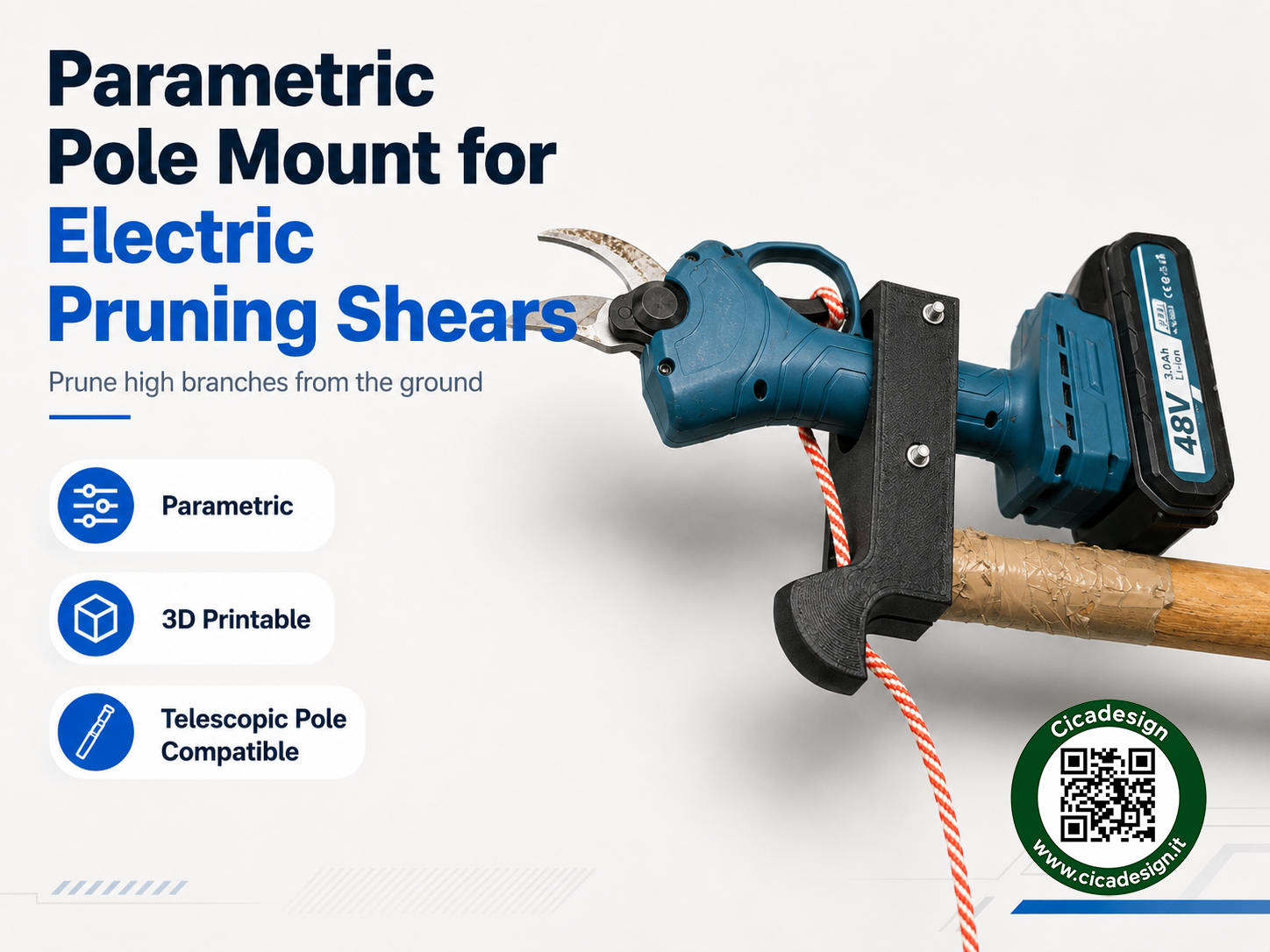 Parametric Pole Mount for Electric Pruning Shears