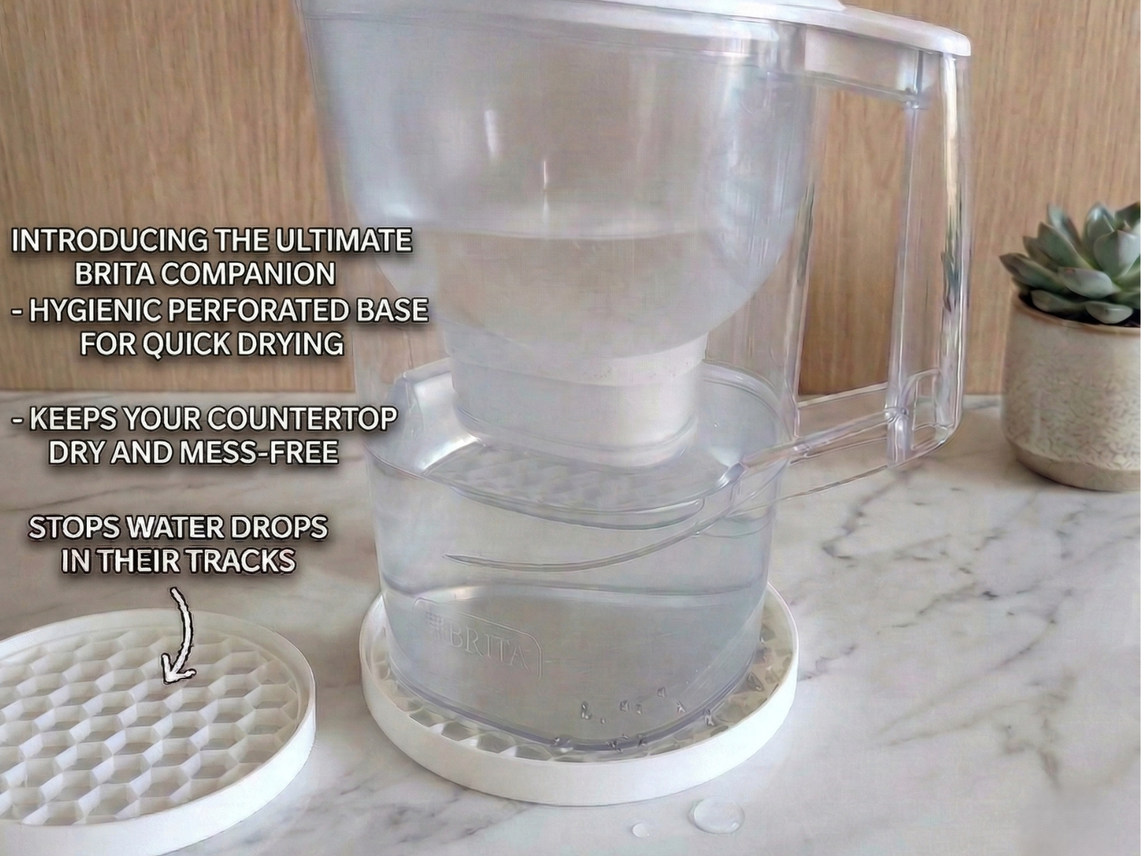Water Pitcher Drip Tray & Coaster - No Supports