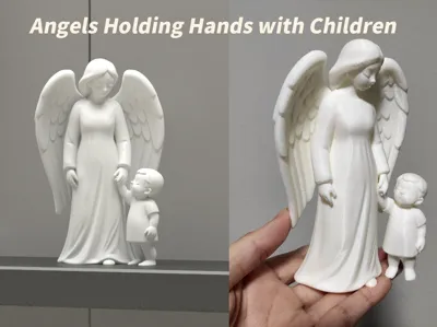 Angels Holding Hands with Children Sculptur 