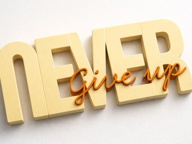 Placa decorativa Never Give Up - Nunca Desista