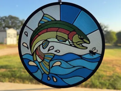 Rainbow Trout Suncatcher — Stained-Glass Fish