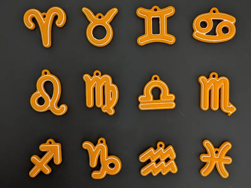 Complete Zodiac Keychain Set - Easy Print