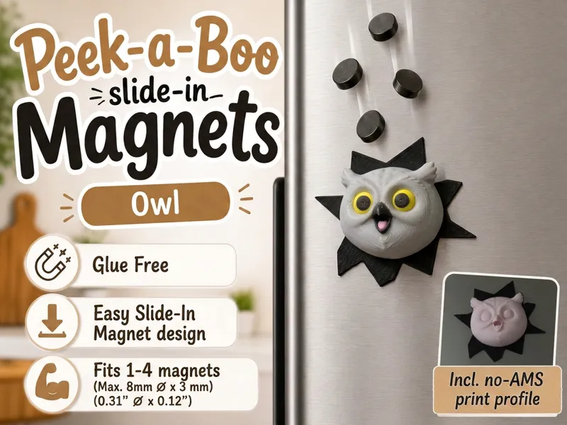 Owl Peek-a-Boo Slide-In Magnet