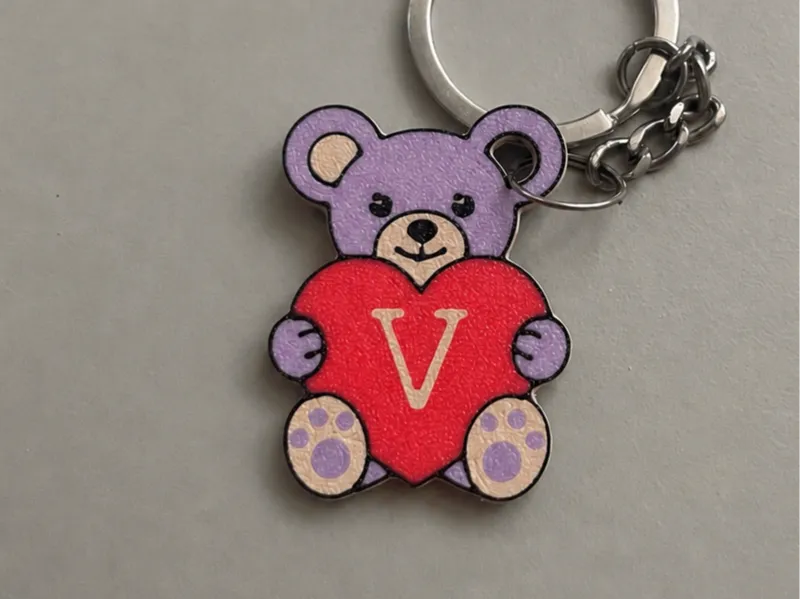 Personalized Initial Bear Keychain
