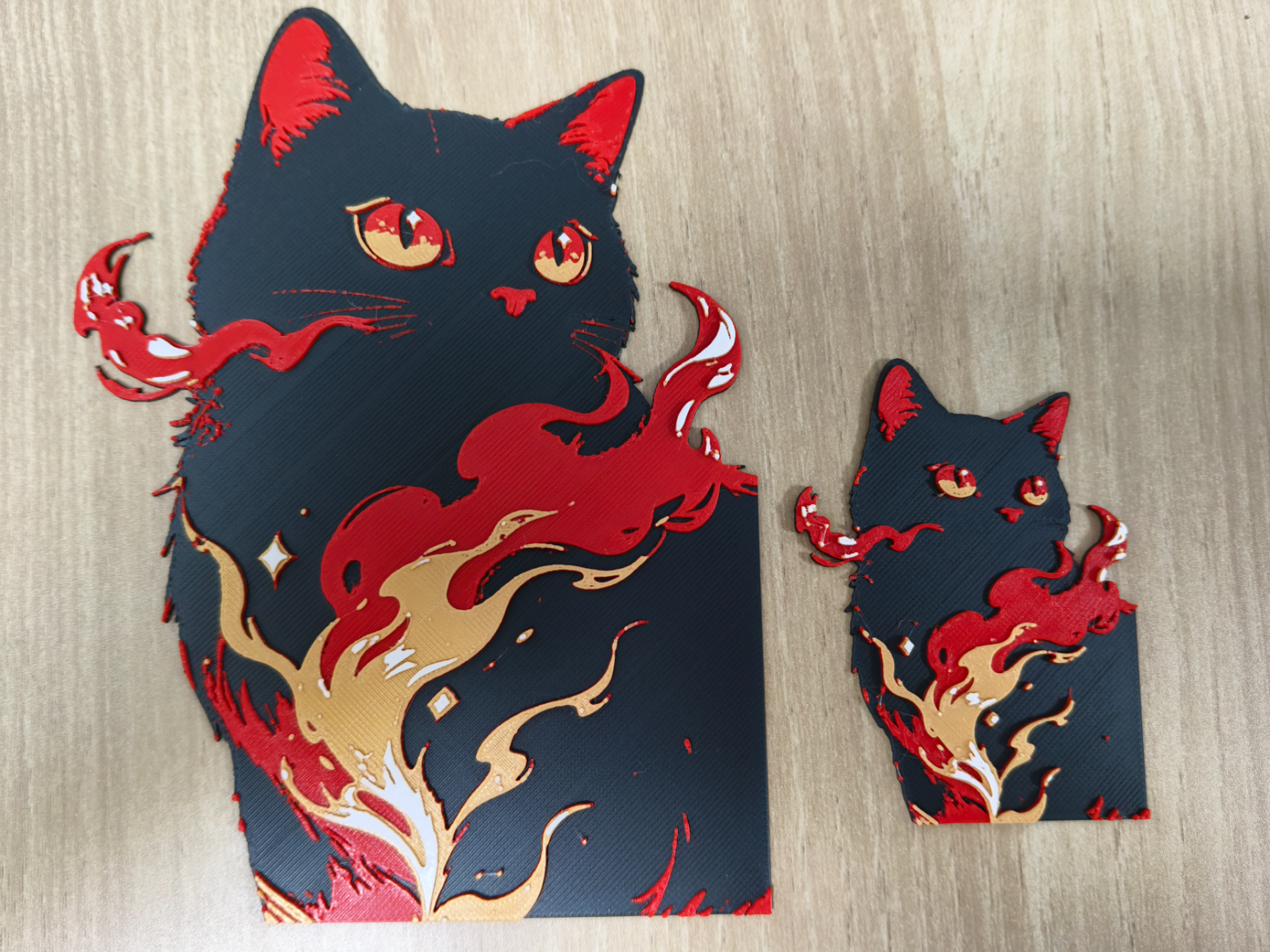 圣火玄猫 浮雕 立牌 冰箱贴 版画 hueforge