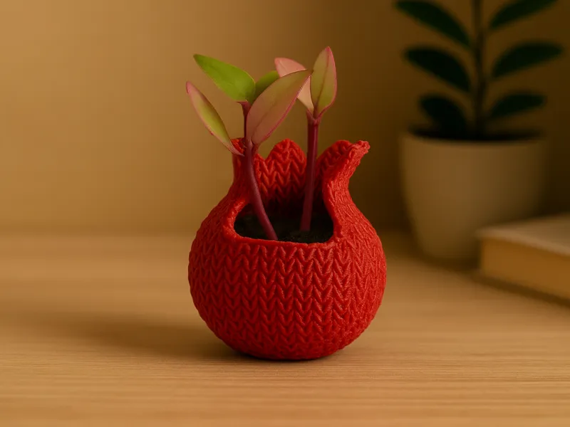Pomegranate knitted pot