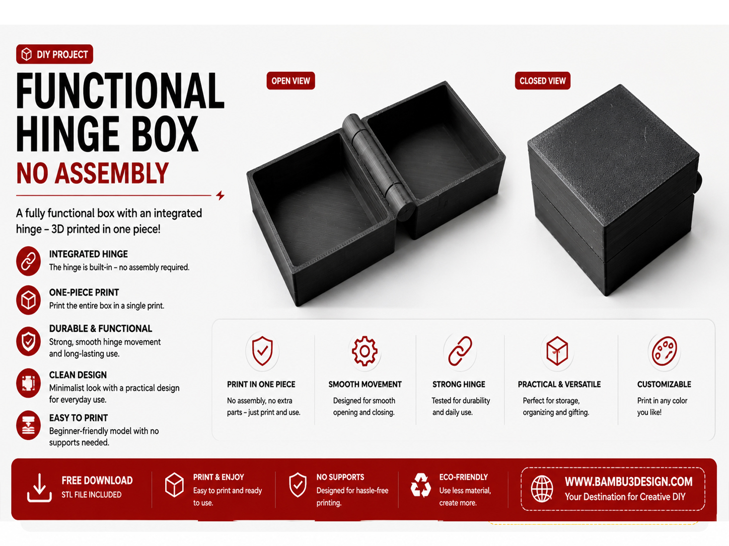 Functional Hinge Box – No Assembly