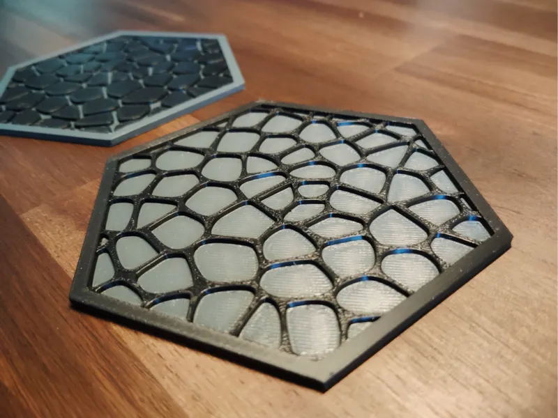 Hexagonal Coaster Set With Geometric Patterns