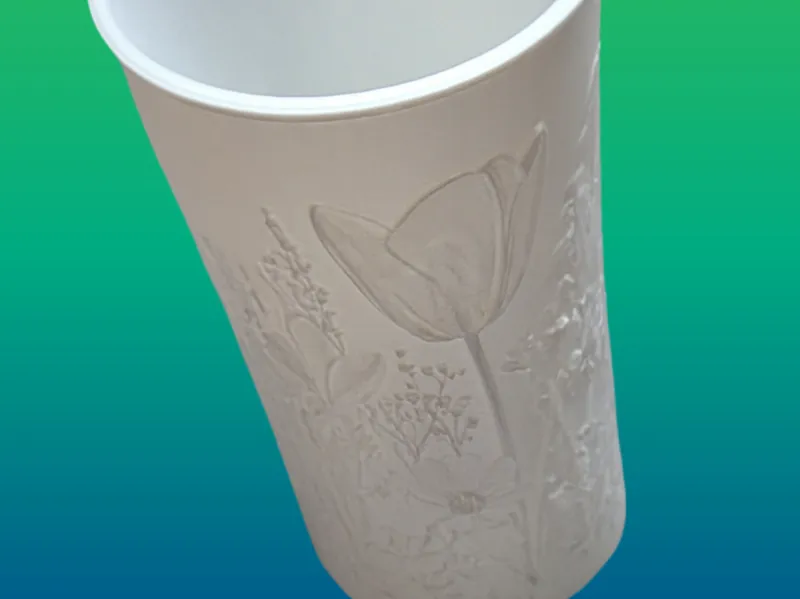 Lithophane Vase mit Tulpenmotiv