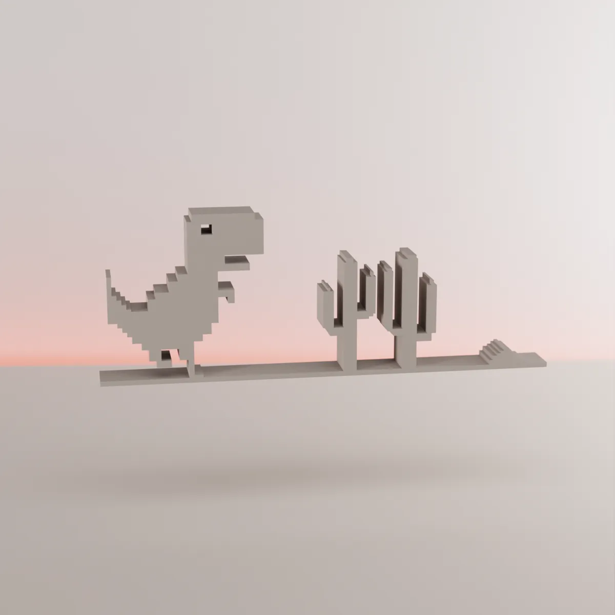 Chrome Dino scene - Free 3D Print Model - MakerWorld