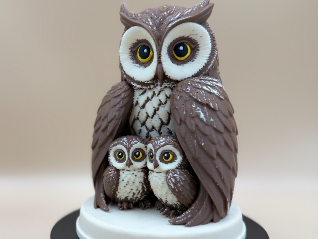 Mother of the Hollow - Momma Owl and  Two Owlets