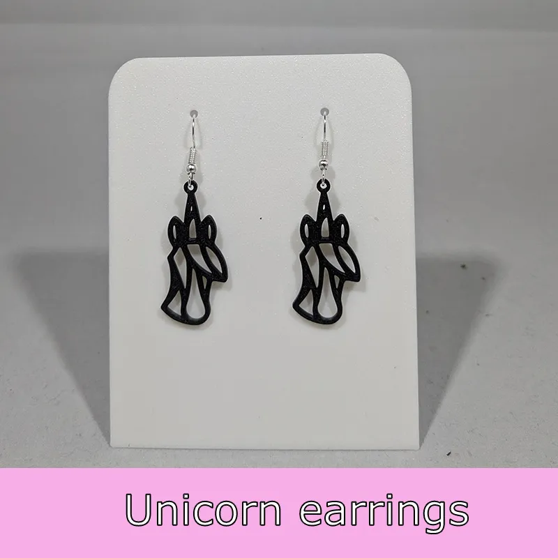 Unicorn earrings view 2
