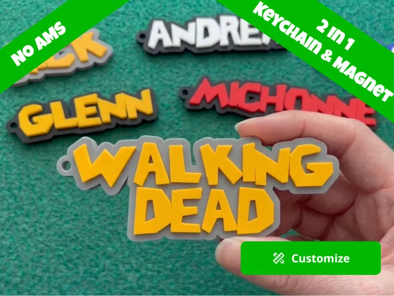 The Walking Dead customizable name keychain/magnet