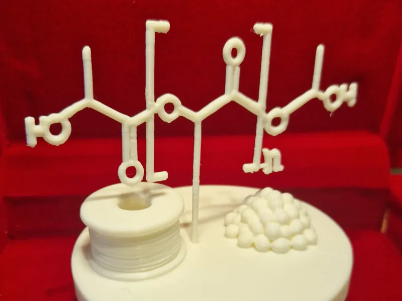 Polylactic acid structure + granules + filament