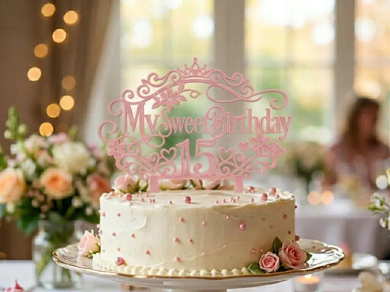 Elegant "My Sweet 15" Cake Topper / Mis 15 Años 