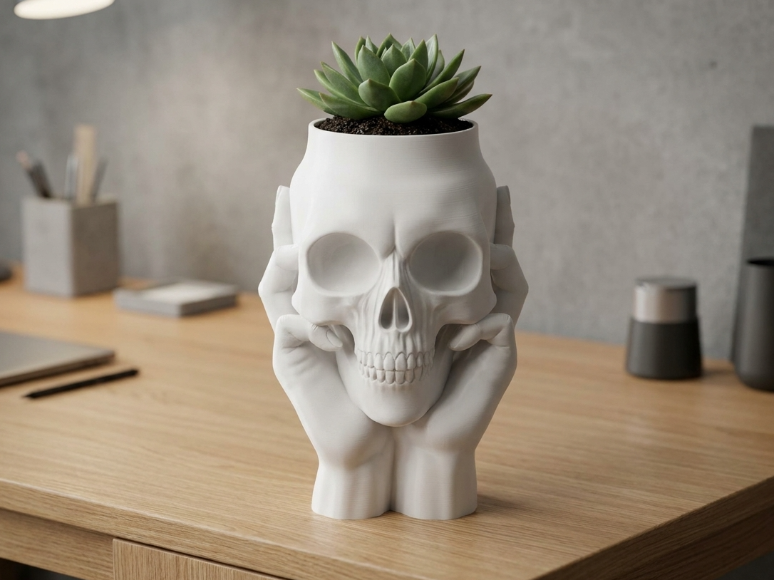 Gothic Skull Hand Planter & Pen Holder