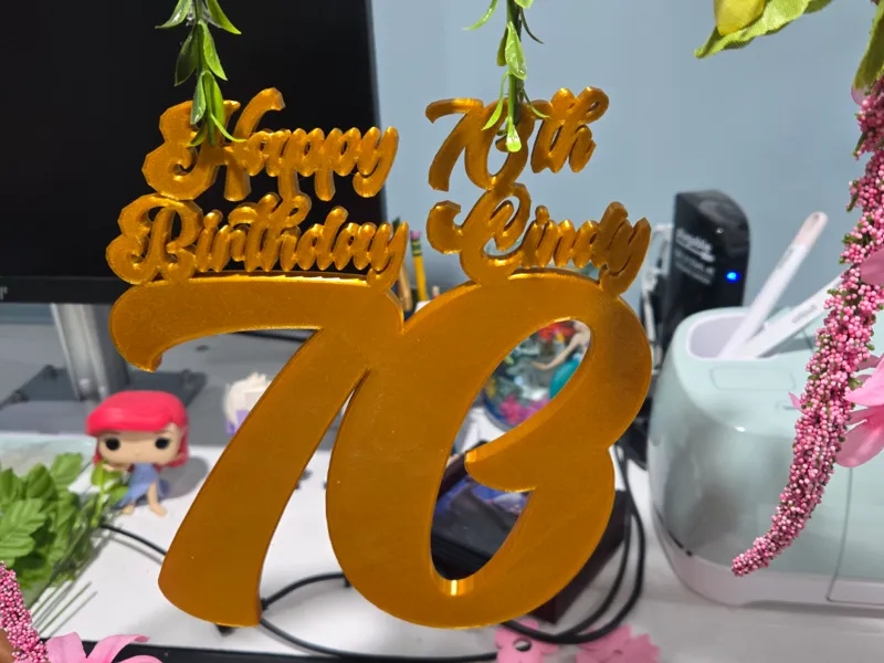 70th Birthday Cake Top and hanger