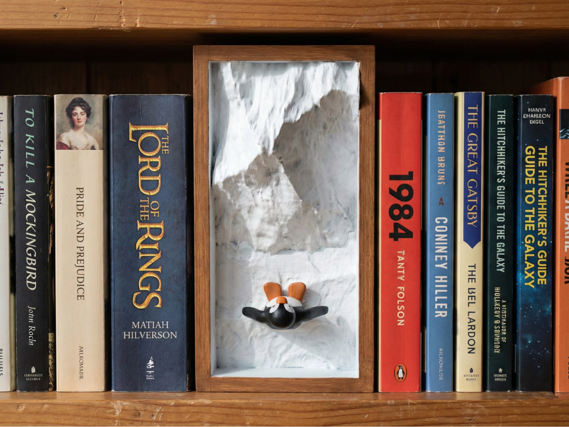 Depressed Penguin Book Nook-Mountain Penguin Meme