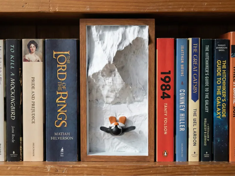 Depressed Penguin Book Nook-Mountain Penguin Meme