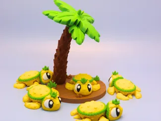Pineapple Turtle Mini Playset , Articulated Toy