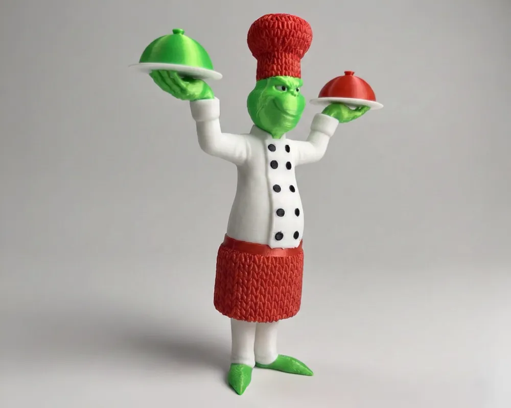 Chef Christmas Grinch with knitted outfit - Free 3D Print Model ...
