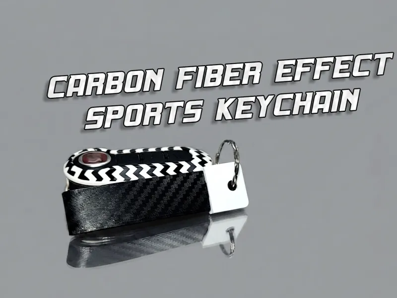 Carbon fiber effect sports car keychain