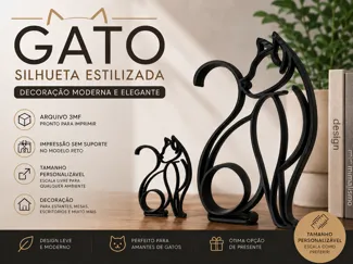 Gato Moderno - Silhueta Estilizada