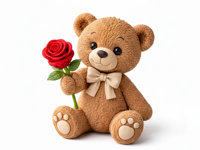 Romantic Teddy Bear with Red Rose Valentine's Day 