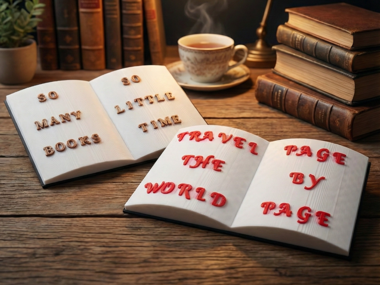 Customizable Open Book Display - Add your text