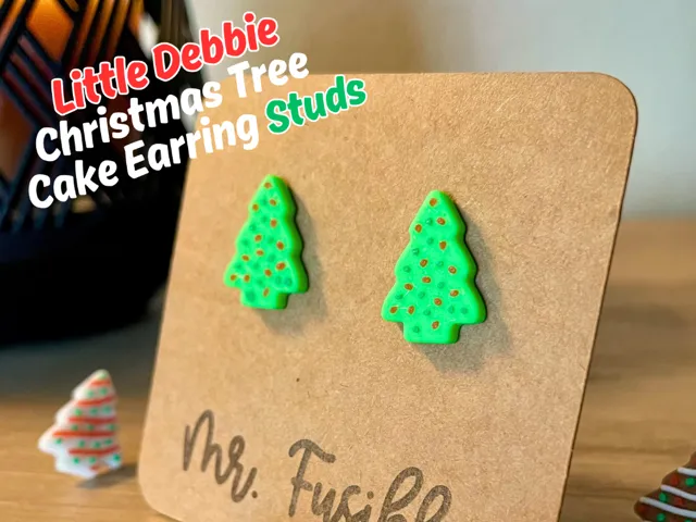 LIttle Debbie Christmas Tree Cake Stud Earrings