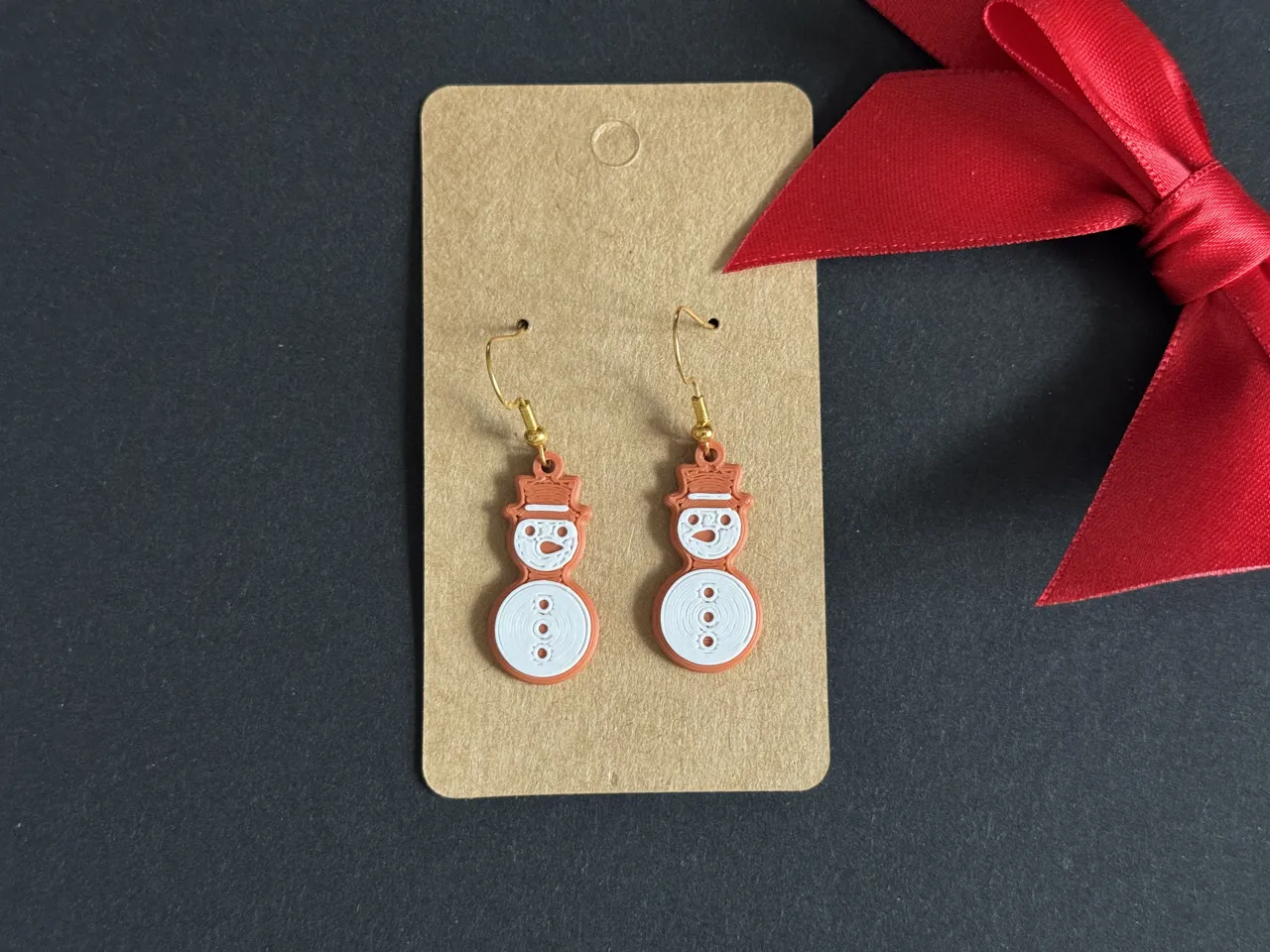 Christmas earrings set, gingerbread, tree, snowman view 4