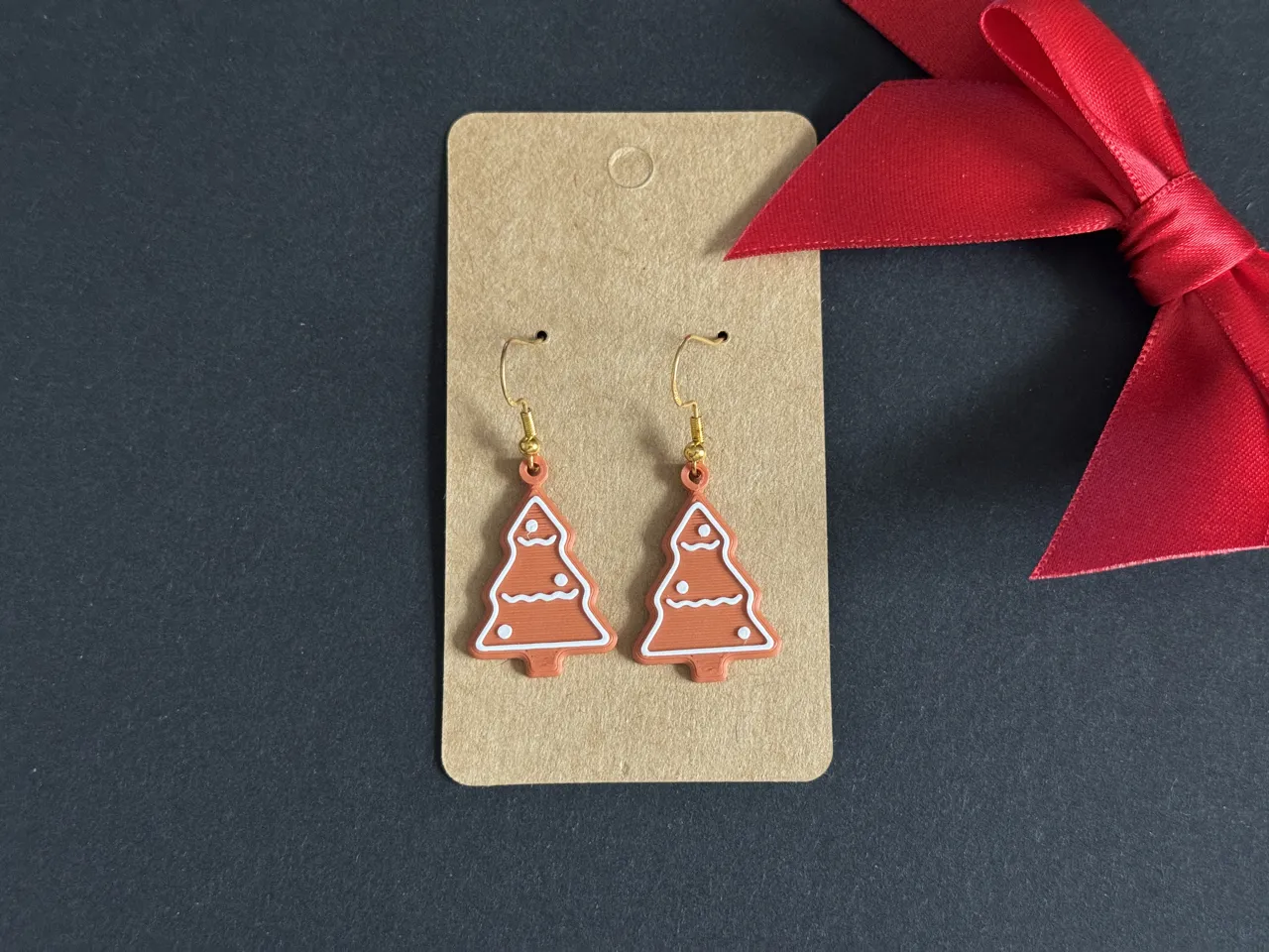 Christmas earrings set, gingerbread, tree, snowman view 3