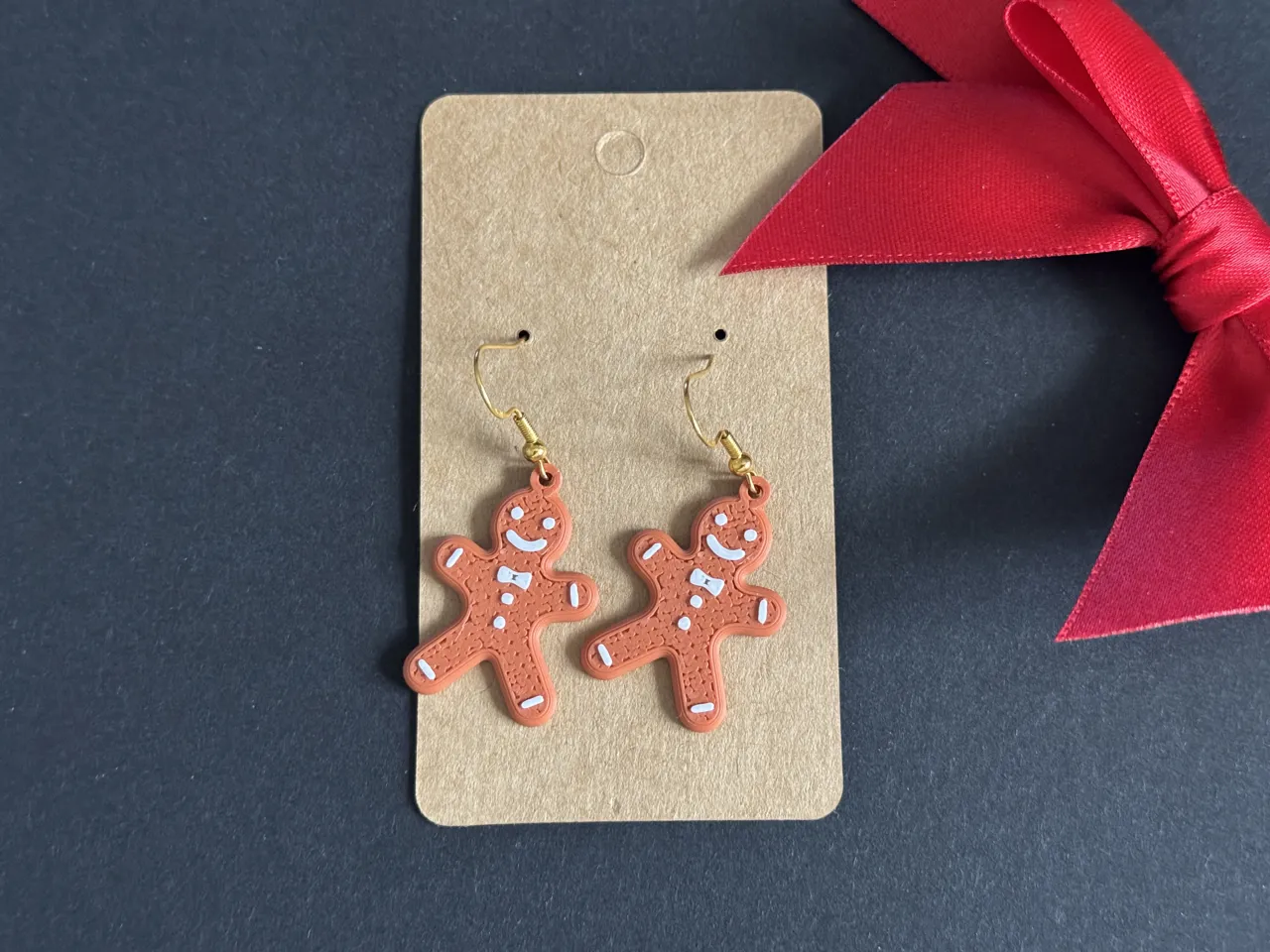 Christmas earrings set, gingerbread, tree, snowman view 2