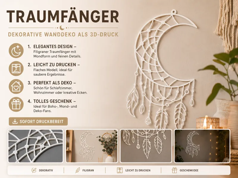 Moon Dreamcatcher – filigrane Wanddeko