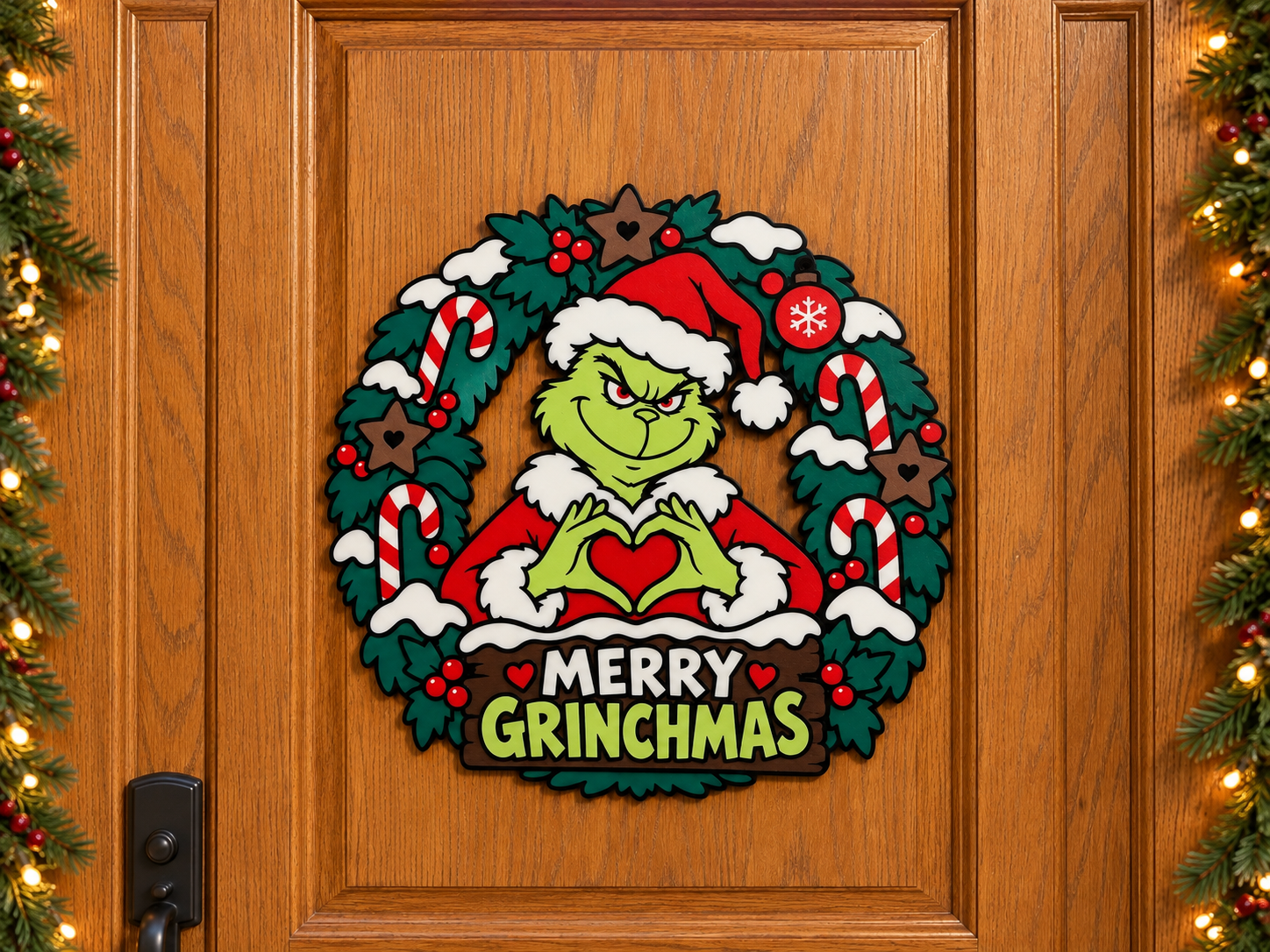 Merry Grinchmas Christmas wreath - 1