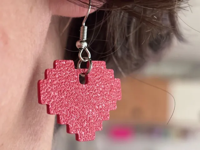 Boucles d'oreille coeur pixel
